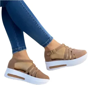 Eduavar Womens Wedge Sandals, Orthopedic Sandals for Women Closed Toe Sandals Plarform Sandals with Back Strap