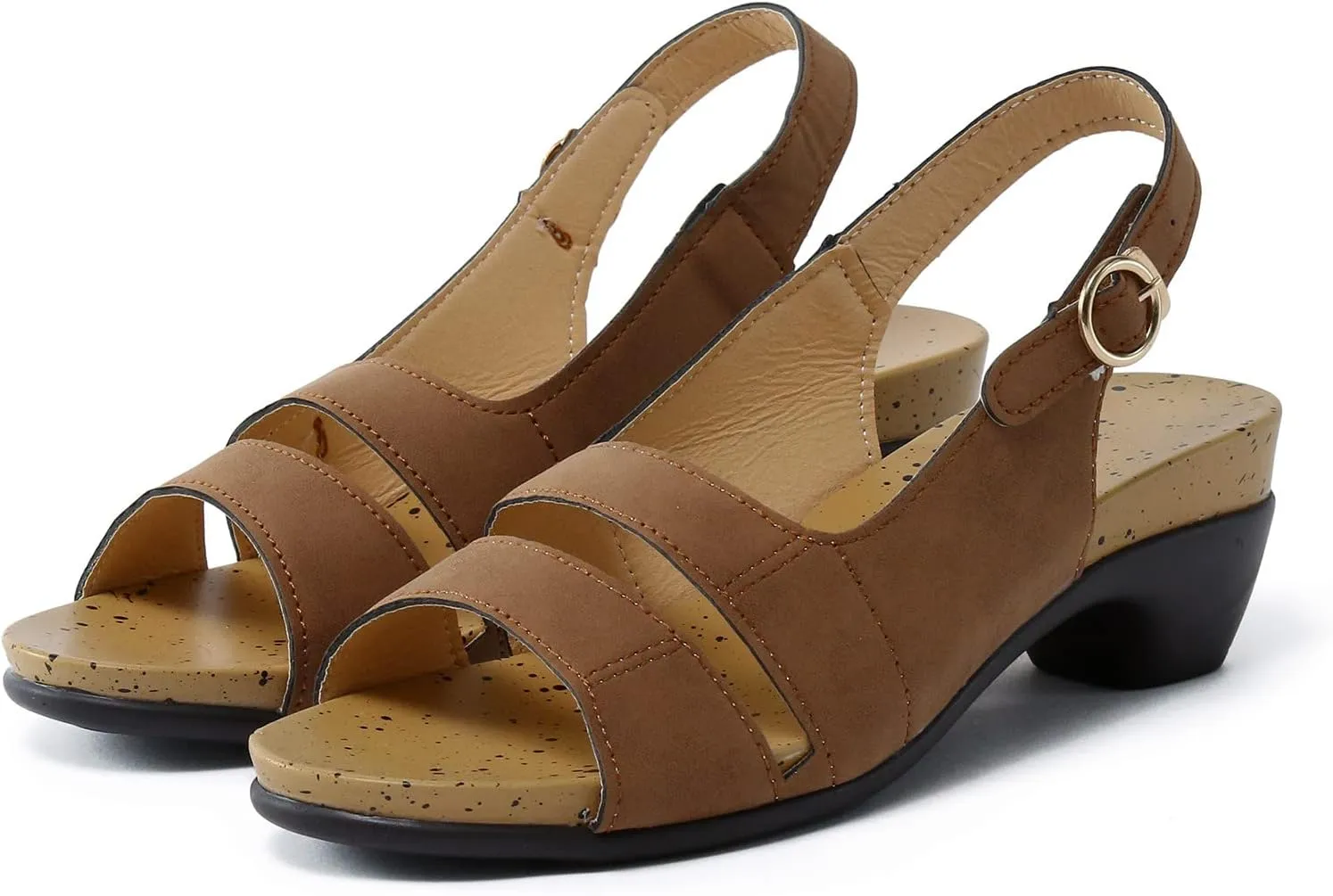 Eduavar Womens Wedge Sandals, Orthopedic Sandals for Women Low Wedge Sandals Cutout Zip Up Crystal Sandals Shoes