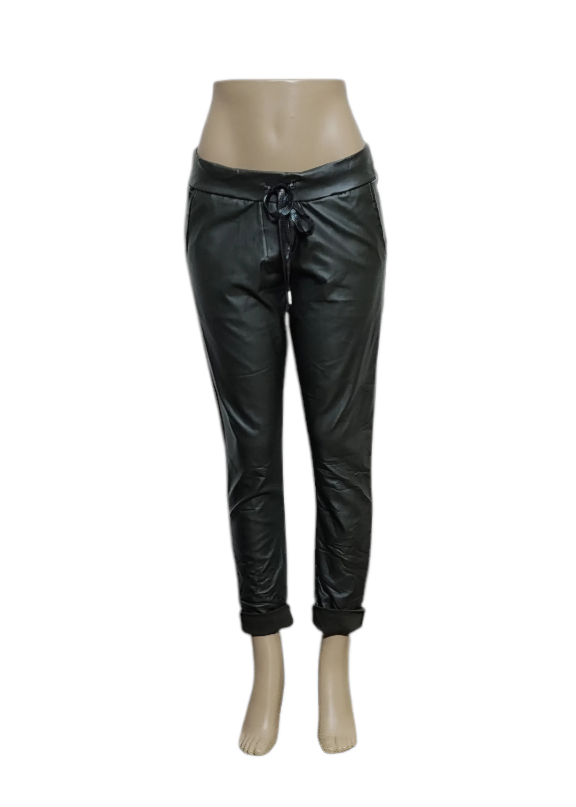 Faux Leather Crinkle Jogger