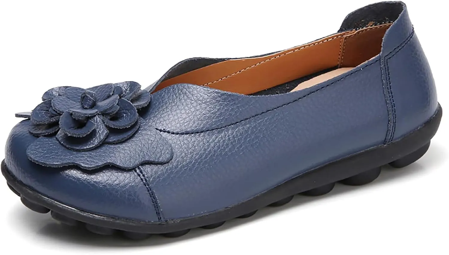 Flat Loafers for Women Comfortable Slip on Round Toe Slingback Soft Soles Moccasins with Flowers Walking Casual Dressy Lightweight Flat Shoes Nurse Driving Work Shoes Breathable Fashion Footwear