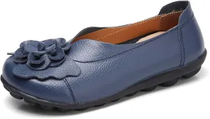 Flat Loafers for Women Comfortable Slip on Round Toe Slingback Soft Soles Moccasins with Flowers Walking Casual Dressy Lightweight Flat Shoes Nurse Driving Work Shoes Breathable Fashion Footwear