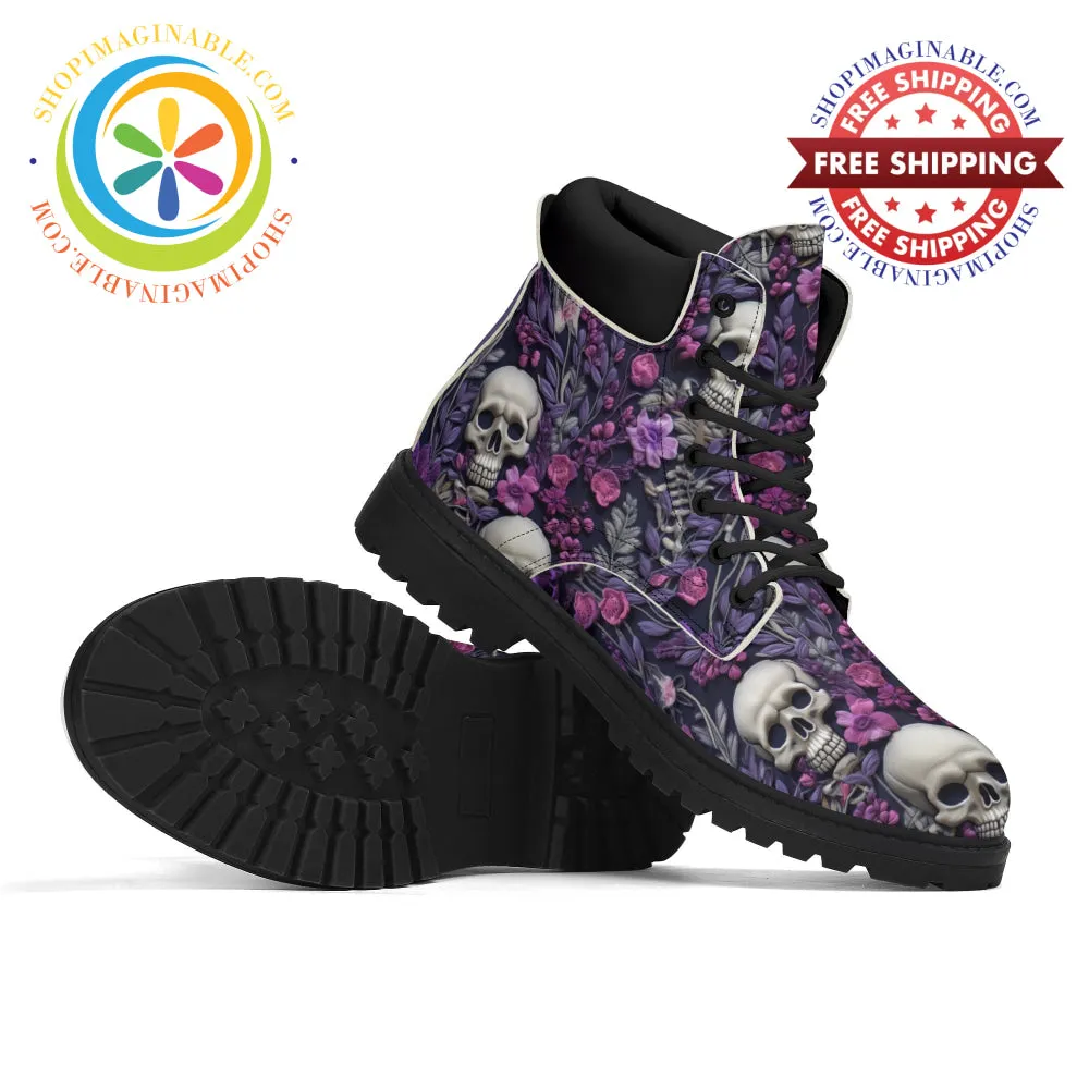 Flower Skull Bloom Ladies Boots