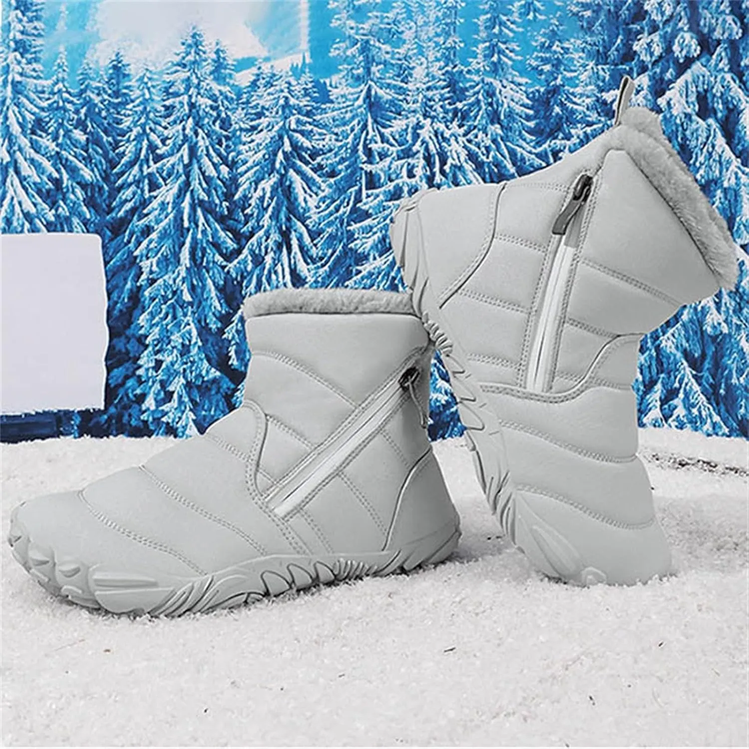 Fr Lined Kids Barefoot Shoes, Unisex-Child Wide Toe Box Hiking Boots, Boys Girls Anti-Slip High Top Snow Boots