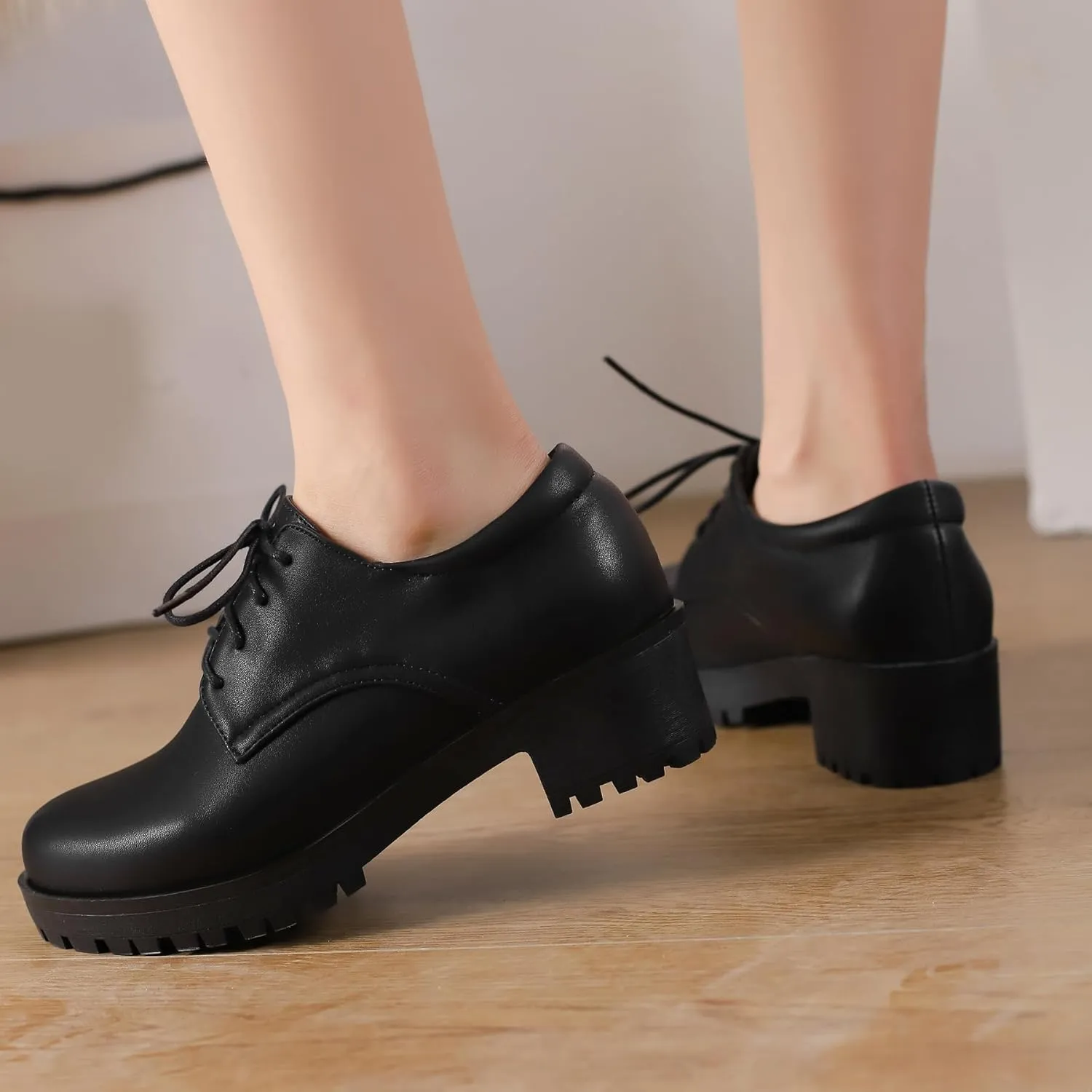 Gicoiz Platform Oxford Derby Women Round Toe Brogue Pumps