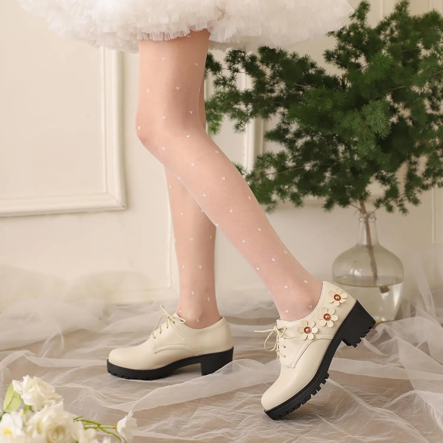 Gicoiz Platform Oxford Derby Women Round Toe Brogue Pumps