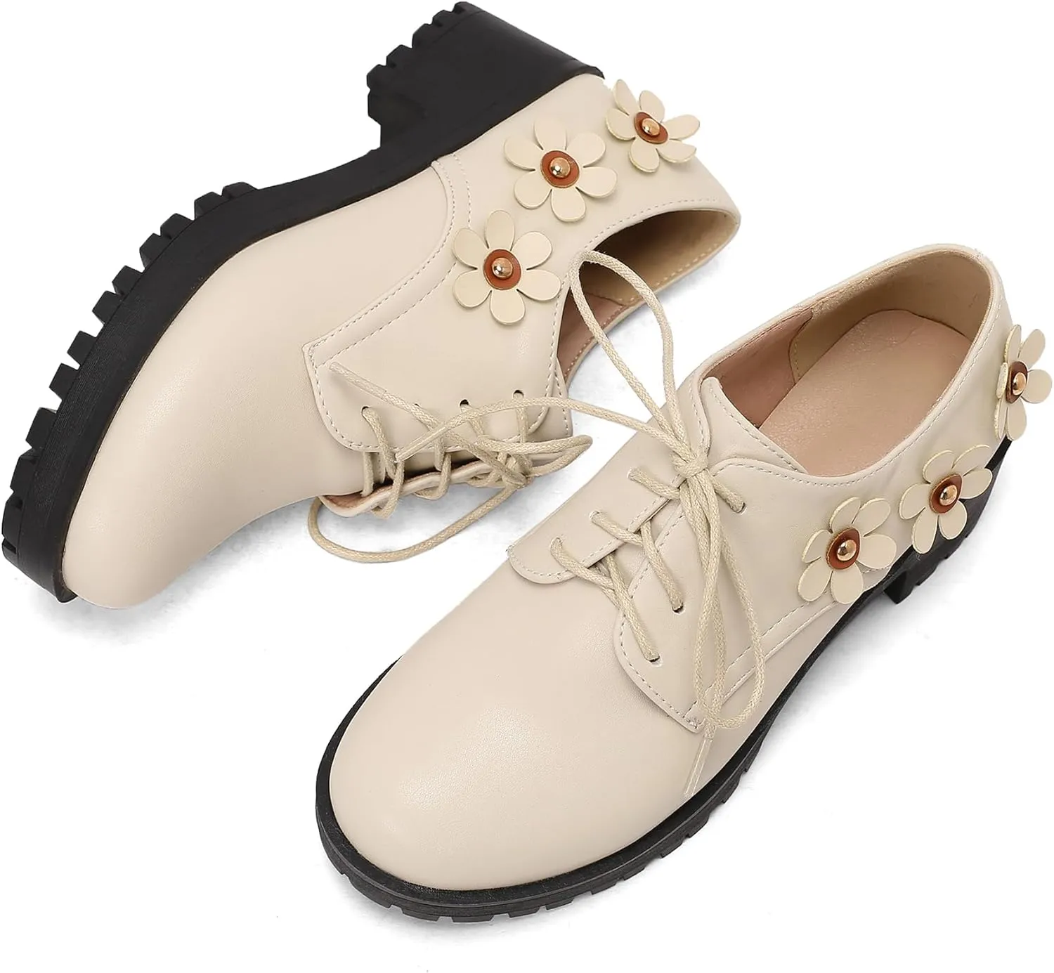 Gicoiz Platform Oxford Derby Women Round Toe Brogue Pumps