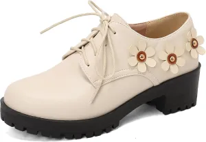 Gicoiz Platform Oxford Derby Women Round Toe Brogue Pumps