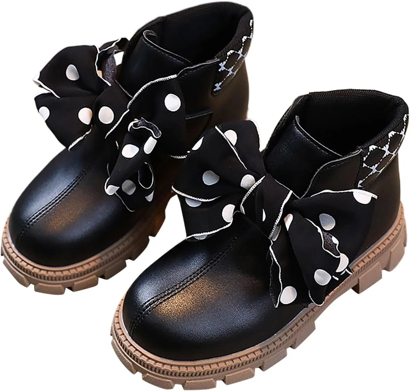 Girl's Ankle Boots Slip On Bowknot Dress Short Booties Non Slip Lug Sole Short Boots for Toddler/Little Kid/Big Kid