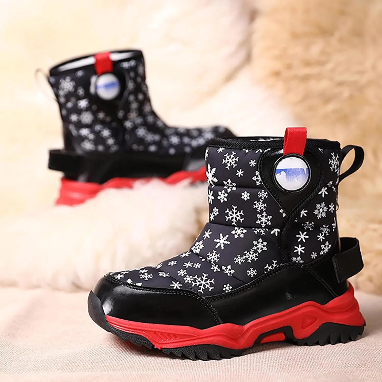 Girls Boys Snow Boots Outdoor Warm Comfortable Non Slip Mid Calf Padded Small Big Kids Winter Shoes Toddler Booties
