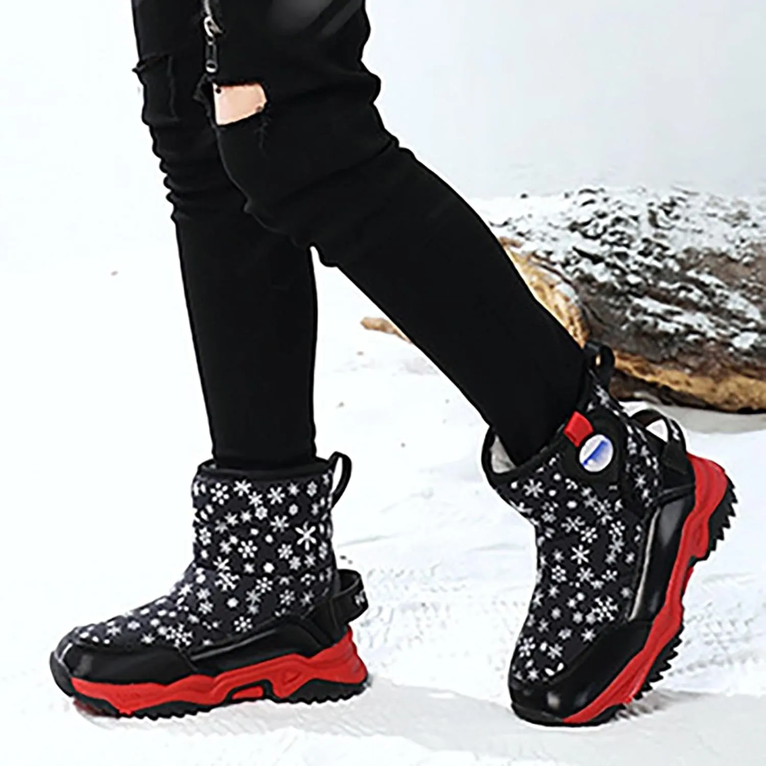 Girls Boys Snow Boots Outdoor Warm Comfortable Non Slip Mid Calf Padded Small Big Kids Winter Shoes Toddler Booties