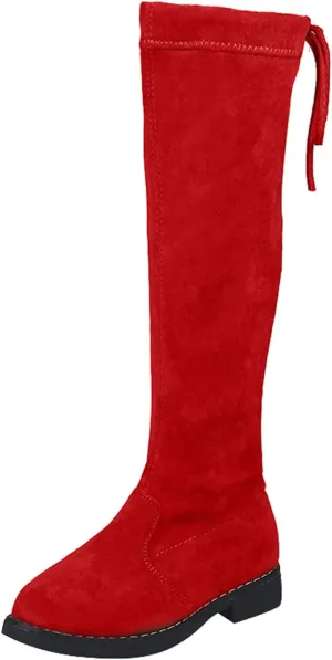 Girl's Wide Calf Wide Width Western Knee High Low Heel Boots Kids Stretchy Fashion Boots Toddler Fashion Boots