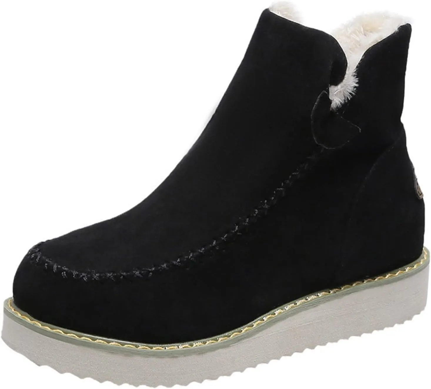 hlysgo Women Wide Width Winter Ankle Boots Anti-slip Outdoor Hiking Booties Warm Lined Comfort Snow Boot Suede Boos