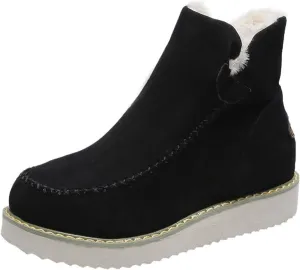 hlysgo Women Wide Width Winter Ankle Boots Anti-slip Outdoor Hiking Booties Warm Lined Comfort Snow Boot Suede Boos