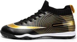 Indoor Soccer Shoes Mens High Gripping Power Non-Slip,Youth Football Cleats High-Top Shock Absorption,Soccer Cleats TF Comfortable Soft
