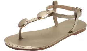 Ladmiple Sandals Women Comfortable Dressy Summer Flat Thong Sandals with T-Strap and Ankle Strap Gladiator Strappy Sandals