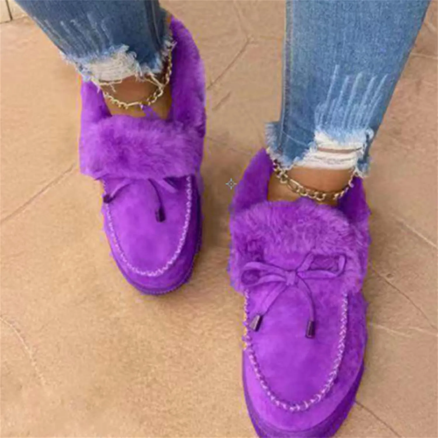 Ladmiple Winter Boots For Women 2024 Fashion Snow Warm Ankle Booties Comfortable Slip On Fur Lined Walking Winter Shoes