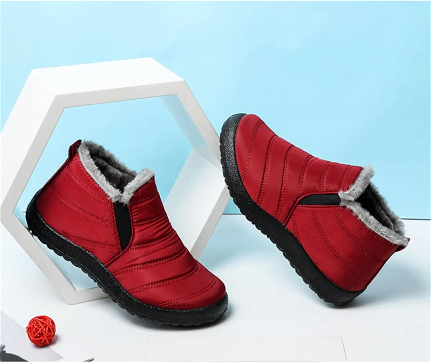 Ladmiple Winter Boots For Women Waterproof Snow Wide Width Fur Lining Comfortable Slip On Outdoor Warm Ankle Booties