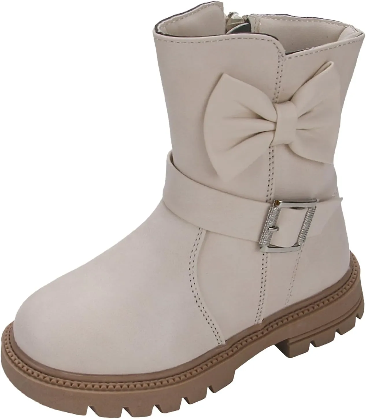 Little Girls Boots Cute Bowknot Dress Boots Anti Slip Low Heel Boots Fashion Comfortable Motorcycle Riding Boots