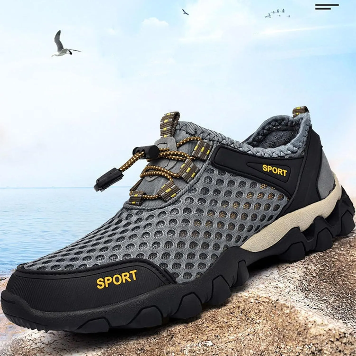 Men Hiking Shoes Outdoor Breathable Sneakers Travel Walking Shoes Casual Jogging Driving Shoes Running Shoes