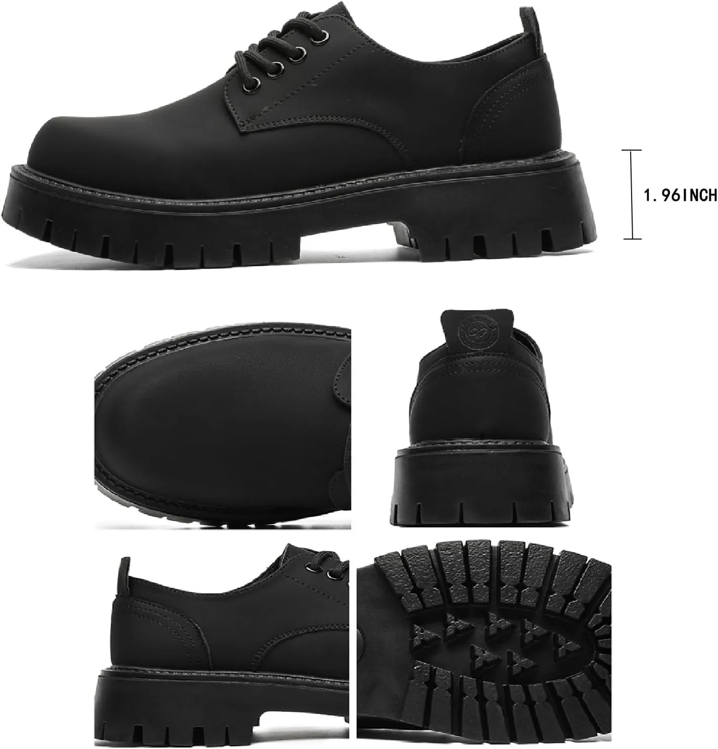 Men's Leather Platform Penny Oxfords Classic Round Toe Comfort Slip On Heightening Chunky Heel Lug Sole Soft Sole Dress Derby Shoes for Work Office Business