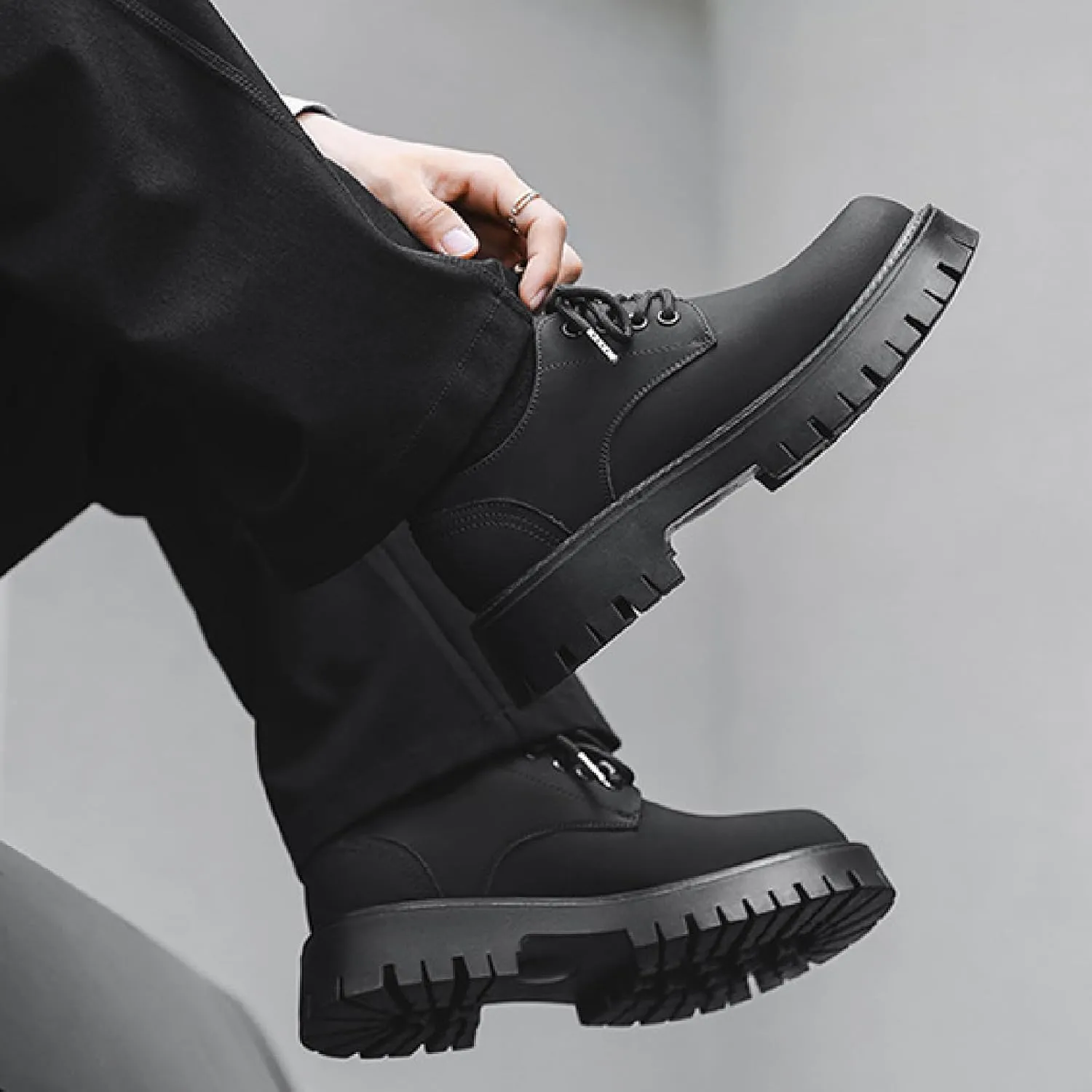 Men's Leather Platform Penny Oxfords Classic Round Toe Comfort Slip On Heightening Chunky Heel Lug Sole Soft Sole Dress Derby Shoes for Work Office Business