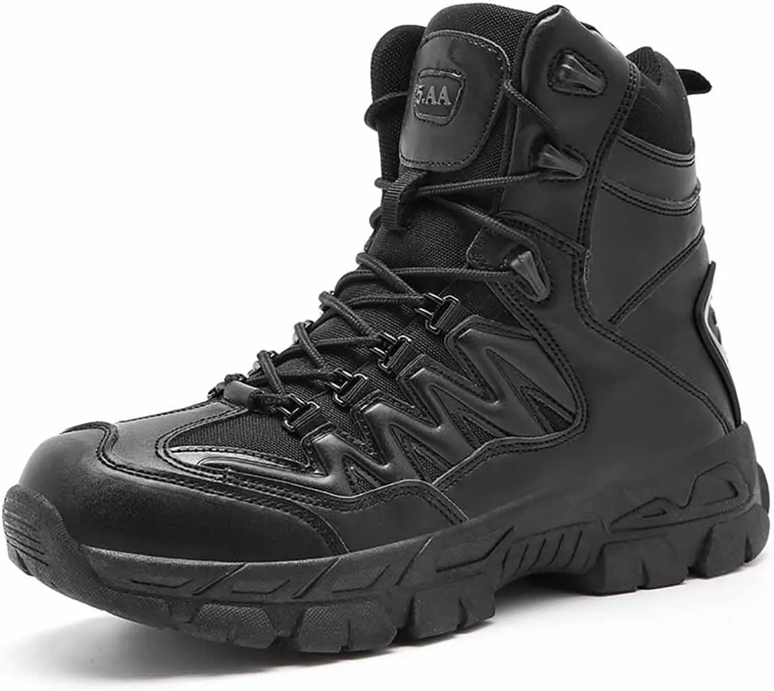 Military Mens Work Boots, Mens Combat Boots, Breathable Police Patrol Boots, Lightweight Work Army Boots, Waterproof Hiking Boots, Outdoor Motorcycle Boots