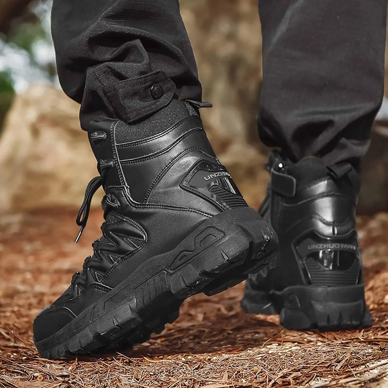 Military Mens Work Boots, Mens Combat Boots, Breathable Police Patrol Boots, Lightweight Work Army Boots, Waterproof Hiking Boots, Outdoor Motorcycle Boots