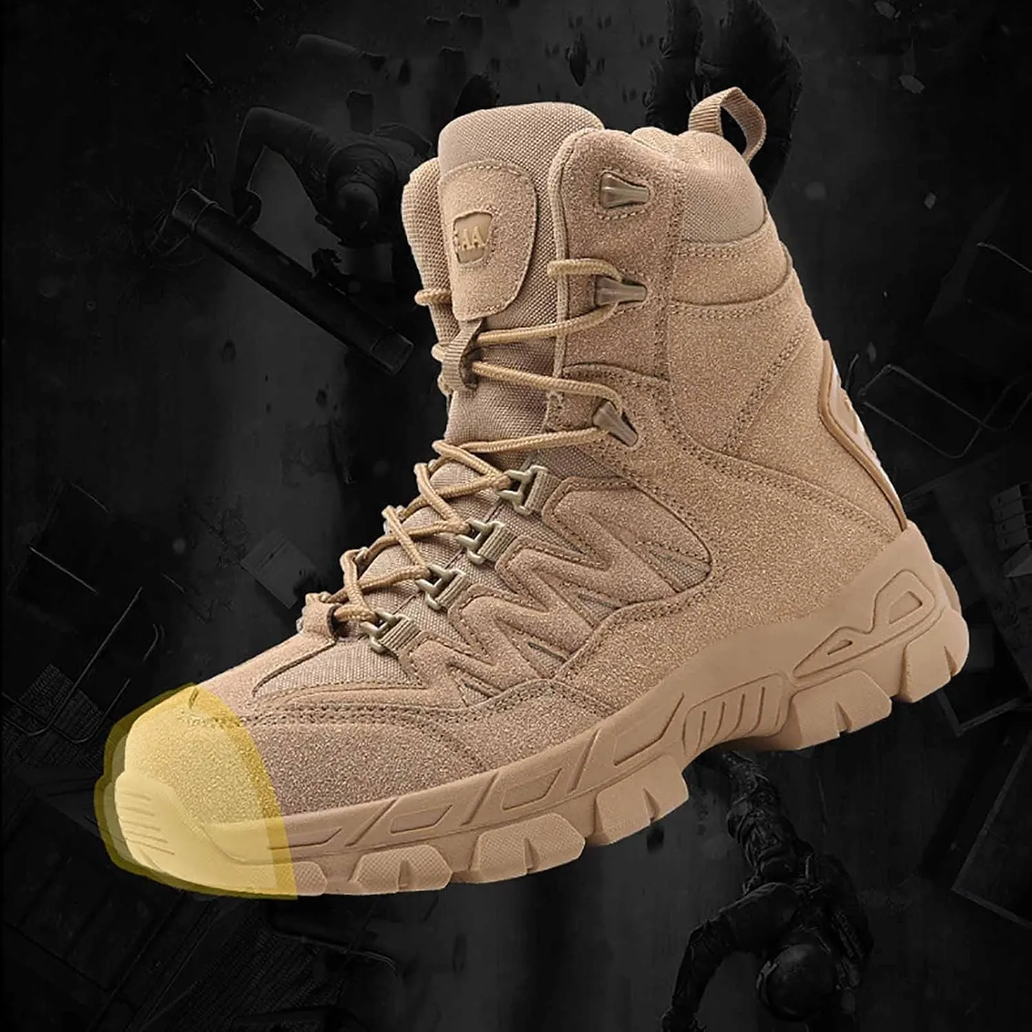 Military Mens Work Boots, Mens Combat Boots, Breathable Police Patrol Boots, Lightweight Work Army Boots, Waterproof Hiking Boots, Outdoor Motorcycle Boots