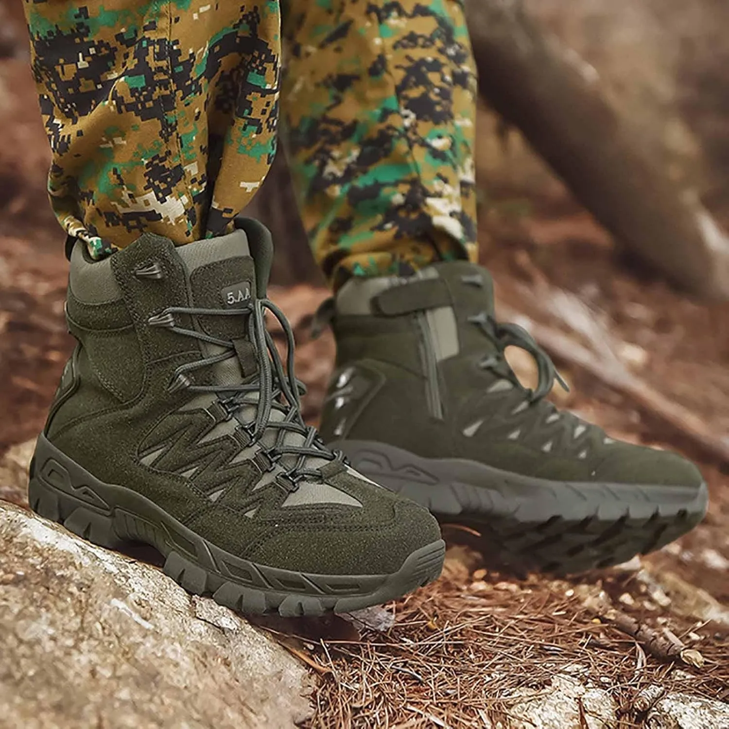 Military Mens Work Boots, Mens Combat Boots, Breathable Police Patrol Boots, Lightweight Work Army Boots, Waterproof Hiking Boots, Outdoor Motorcycle Boots