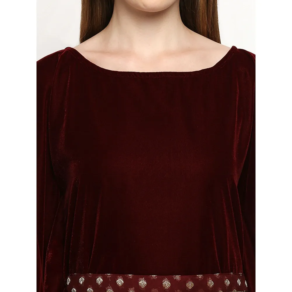 Monk & Mei Nuuh -Kaftan With Belt-Maroon (Set Of 2)