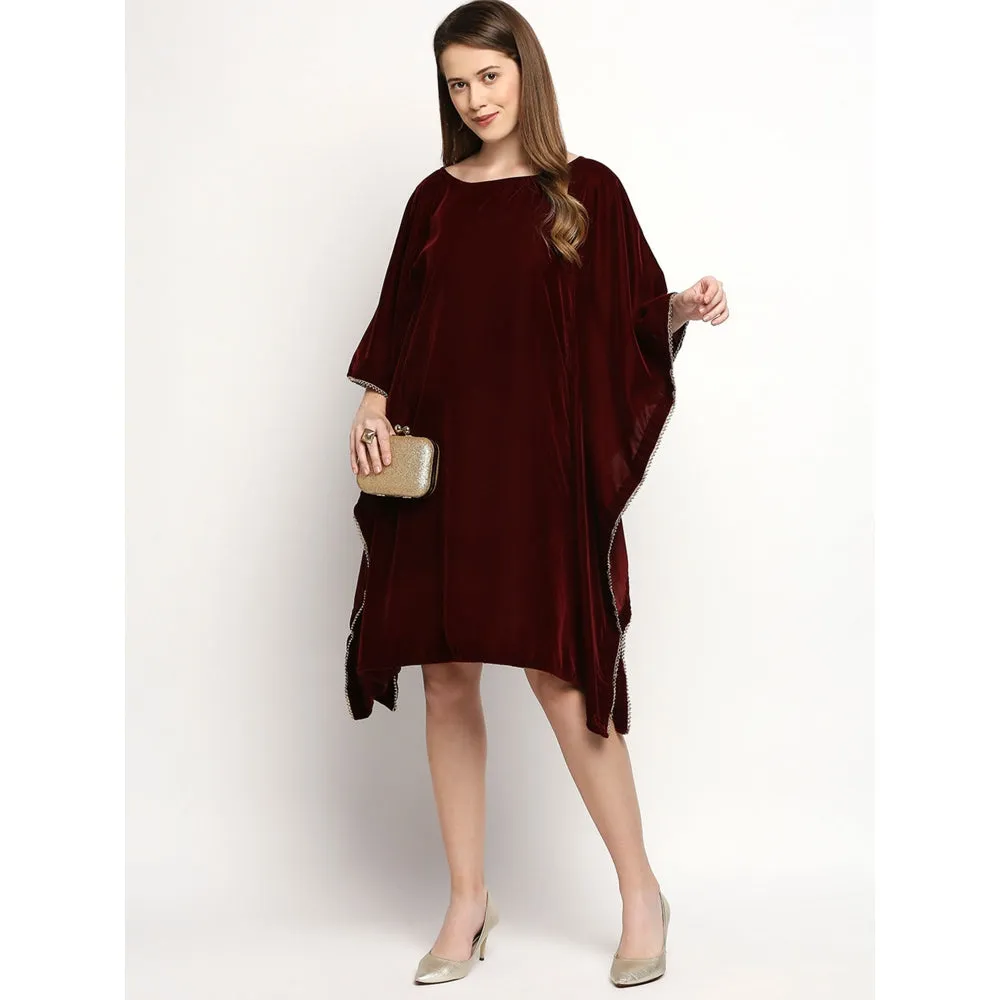 Monk & Mei Nuuh -Kaftan With Belt-Maroon (Set Of 2)