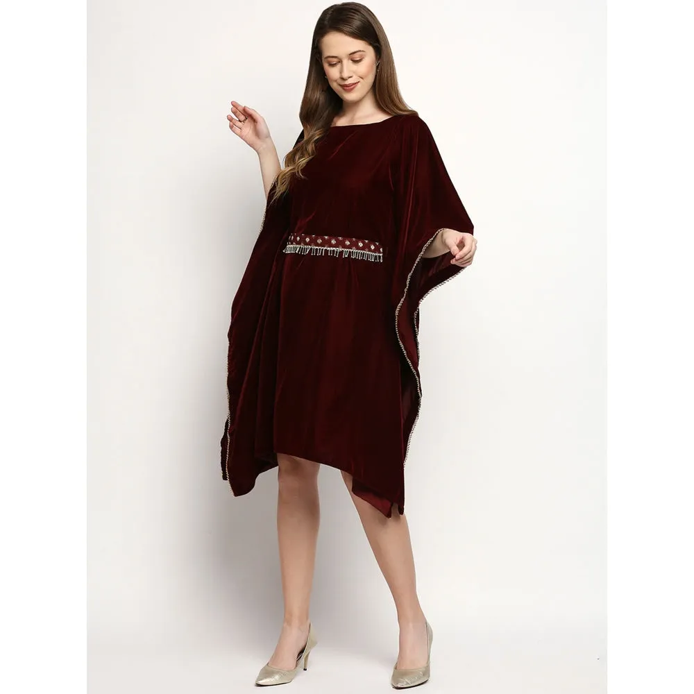 Monk & Mei Nuuh -Kaftan With Belt-Maroon (Set Of 2)