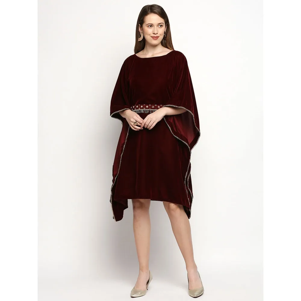Monk & Mei Nuuh -Kaftan With Belt-Maroon (Set Of 2)