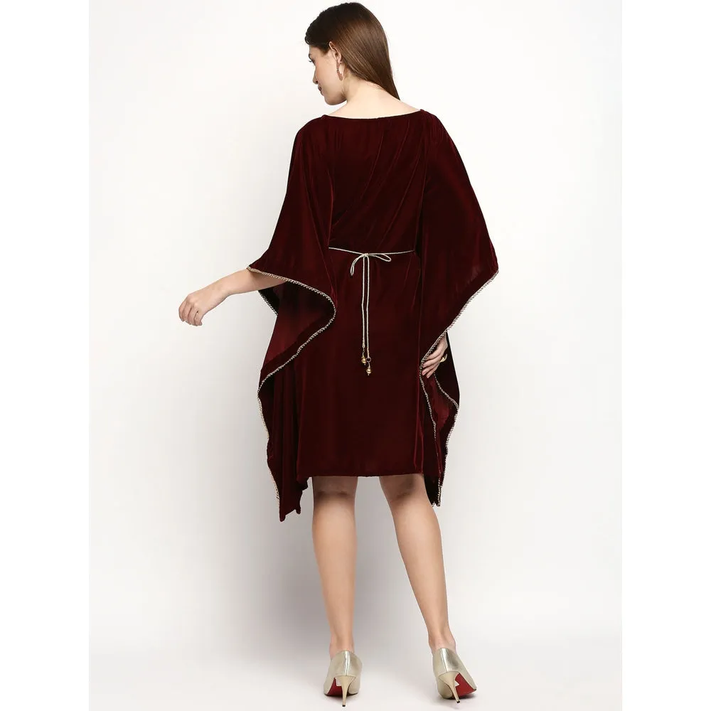 Monk & Mei Nuuh -Kaftan With Belt-Maroon (Set Of 2)