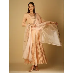 Monk & Mei Reah-Anarkali With Dupatta-Peach Pink (Set Of 2)