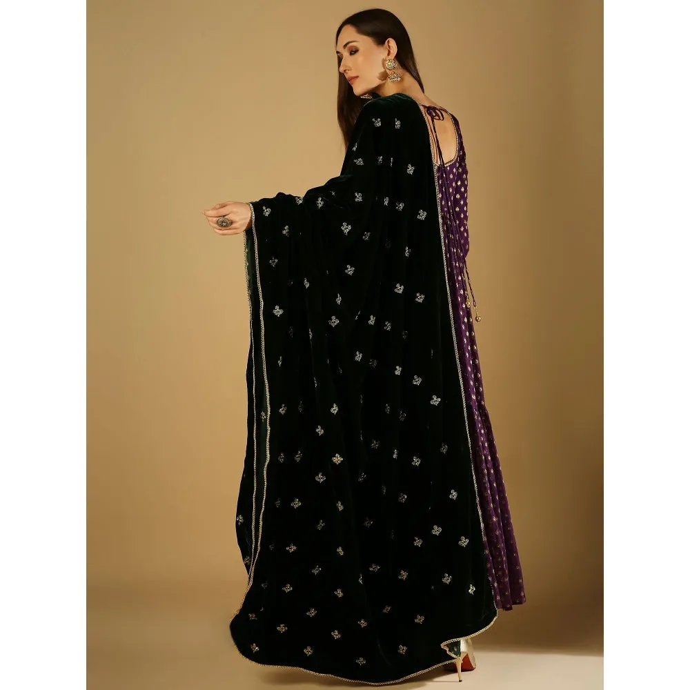 Monk & Mei Reah-Anarkali With Dupatta-Violet (Set Of 2)