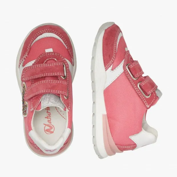 Naturino Quelly | Suede Glitter Fuchsia/White Kids Sneakers