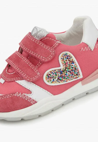 Naturino Quelly | Suede Glitter Fuchsia/White Kids Sneakers
