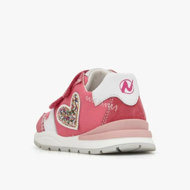Naturino Quelly | Suede Glitter Fuchsia/White Kids Sneakers