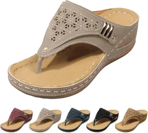 Orthopedic Sandals for Women 2025,Dressy Slip On Flip Flops Sandals with Arch Support Chic Comfortable Wide Width Platform Thong Breathable Cutout Open Toe Summer Walking Casual Beach Slippers