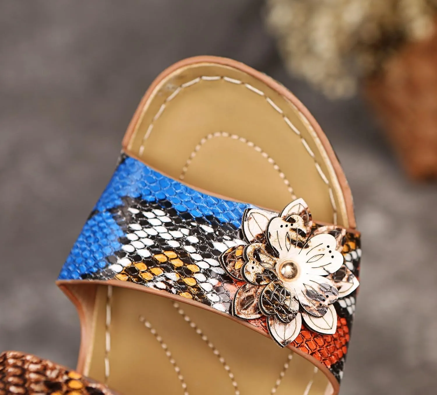 Orthopedic Sandals for Women Wide Width Arch Support Walking Slippers Leopard Anti-Slip Comfortable Wedge Sandals Open Toe Slingback Supportive Orthotic Breathable Lightweight Beach Slipper
