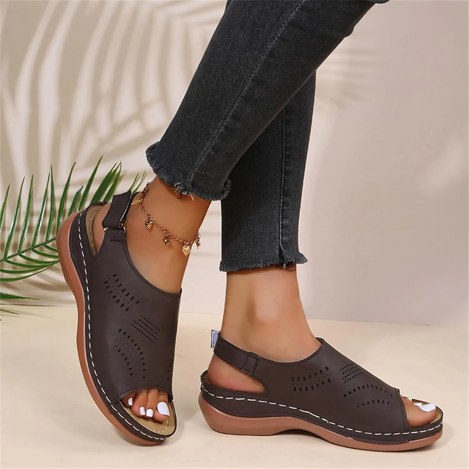 Orthopedic Sandals for Women, Women Summer Comfortable Arch Support Wedge 2025 Summer Open Toe Dressy Platform Sandal Shoes Low Platform Ankle Strap Walking Flip Flops