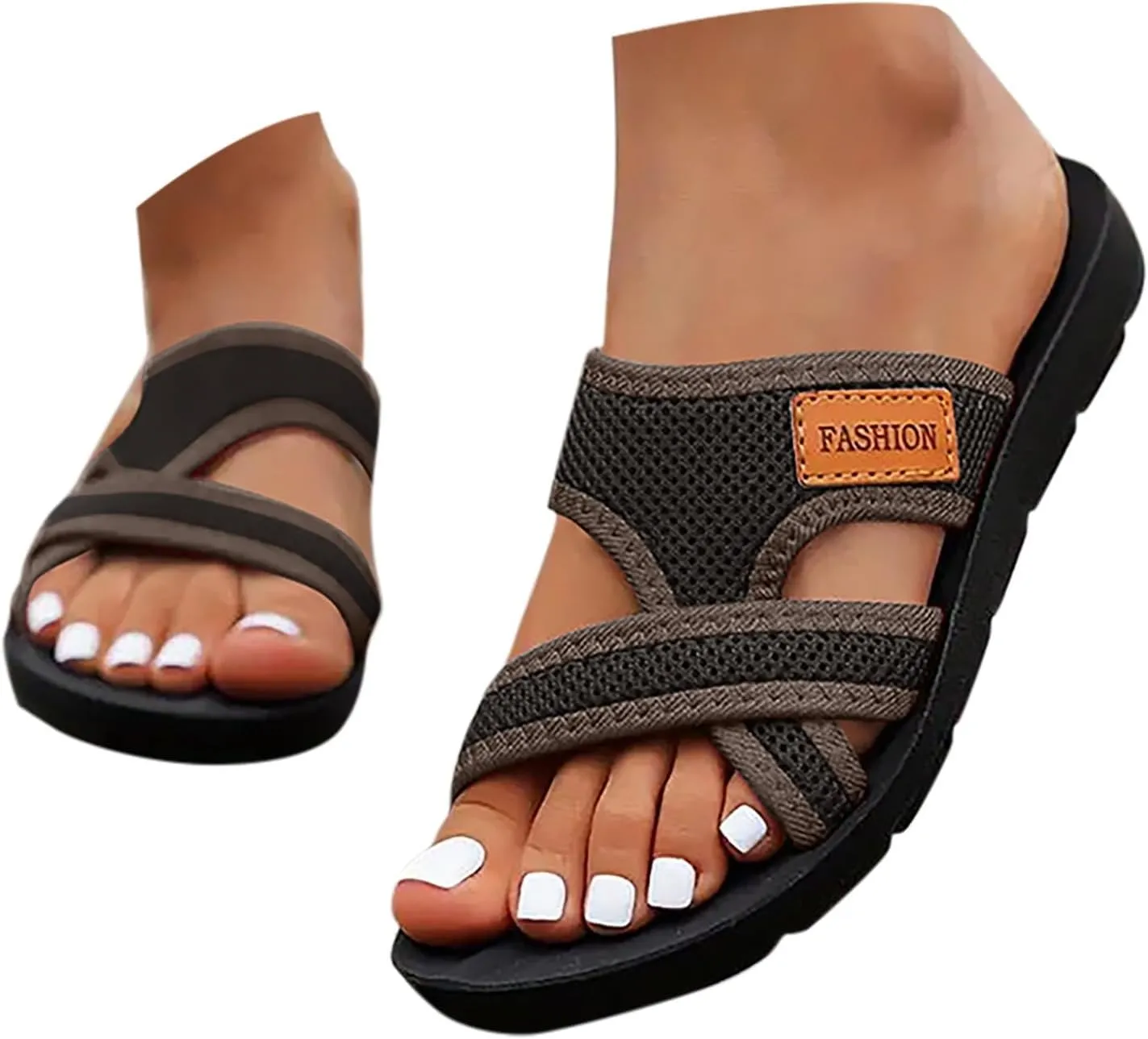 Orthopedic Sandals for Women, Women's Hollow Mesh Slide Sandals with Arch Support Comfortable Beach Sandals