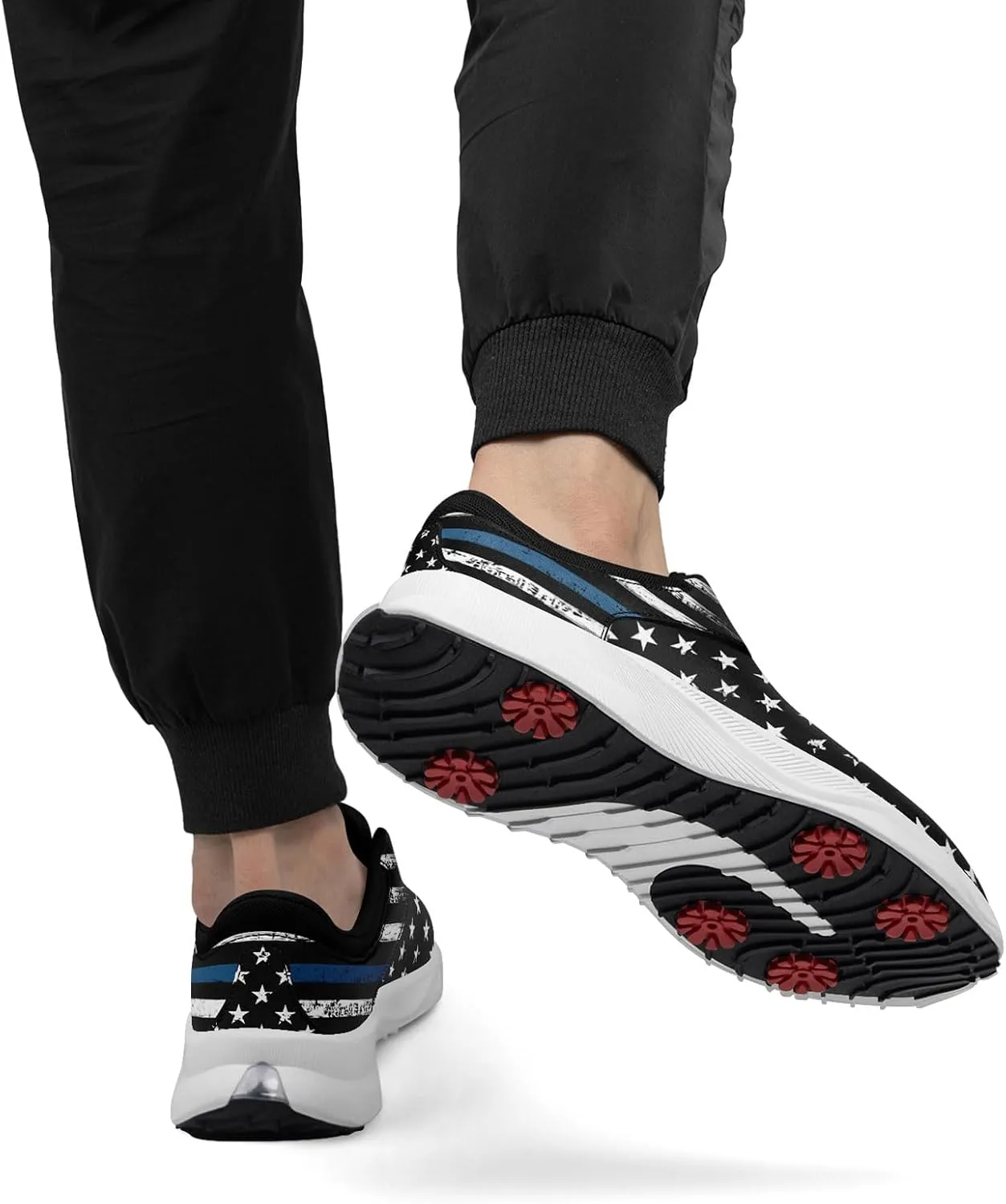 Patriotic Spikeless Golf Shoes for Men, Women's Breathable Golf Sneakers with American Flag Designs Sports Walking Footwear