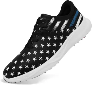 Patriotic Spikeless Golf Shoes for Men, Women's Breathable Golf Sneakers with American Flag Designs Sports Walking Footwear