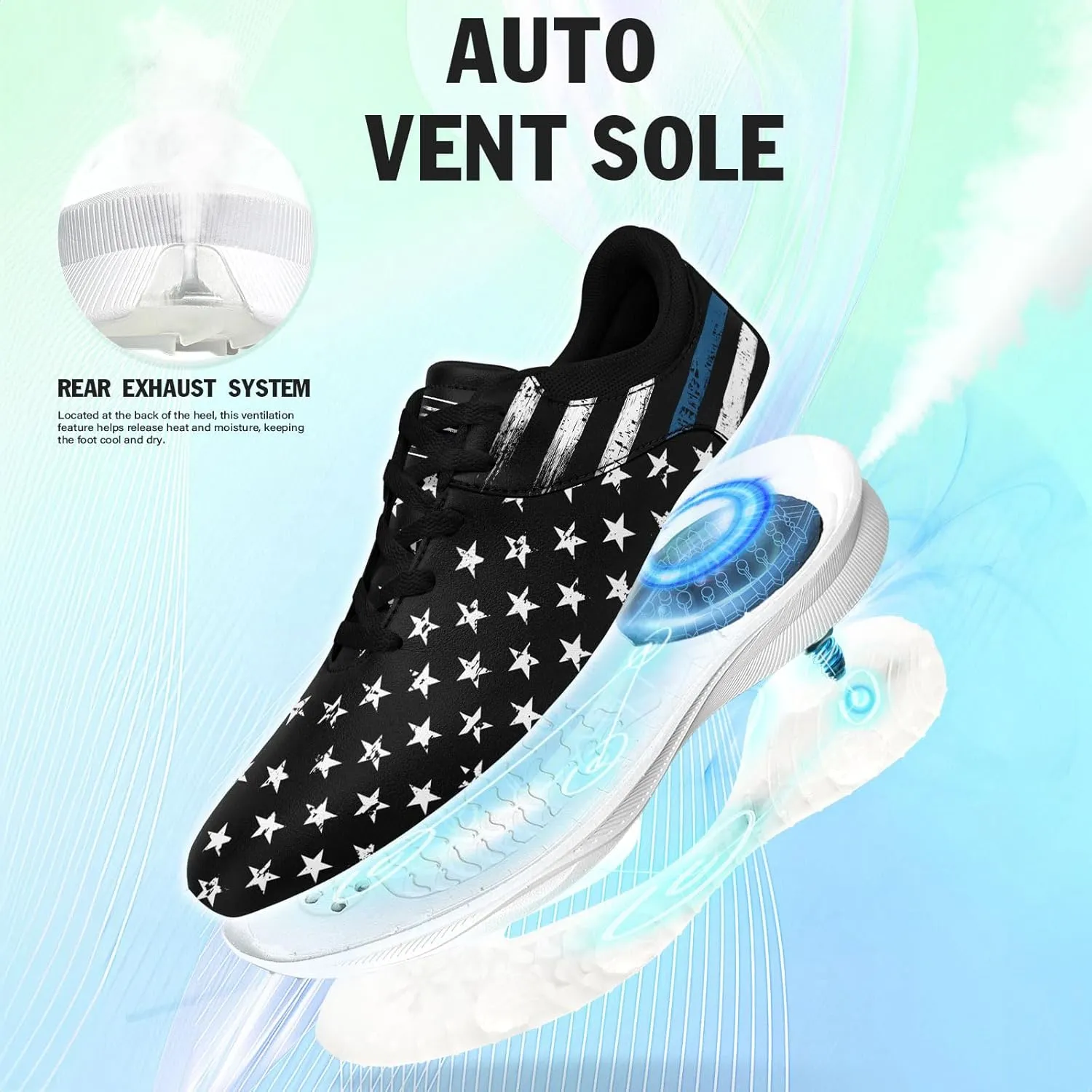 Patriotic Spikeless Golf Shoes for Men, Women's Breathable Golf Sneakers with American Flag Designs Sports Walking Footwear