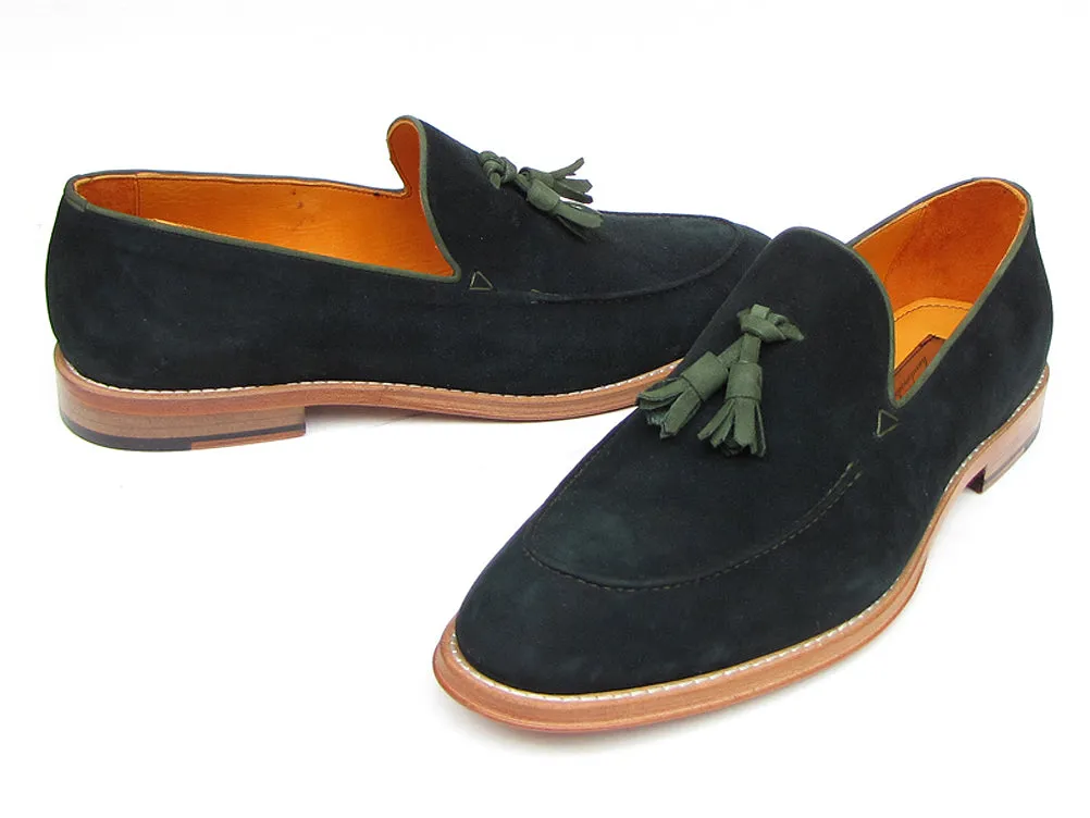 Paul Parkman Men's Tassel Loafer Green Suede Shoes (Id#087)