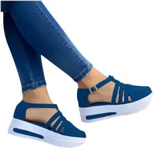Sandalias para Mujer Elegantes, Womens Platform Sandals Ankle Straps Wedges Sandals Casual Summer Closed Toe Sandals
