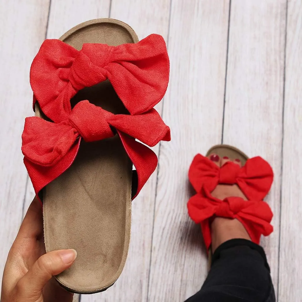 Sandals for Women Platform,Bow Slip-on Flip Flops Summer Slippers Flat Bottom with Bowknot Casual Open Toe Shoes