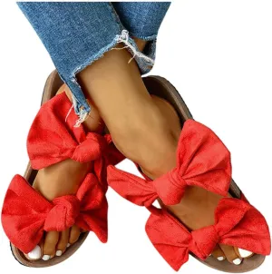 Sandals for Women Platform,Bow Slip-on Flip Flops Summer Slippers Flat Bottom with Bowknot Casual Open Toe Shoes